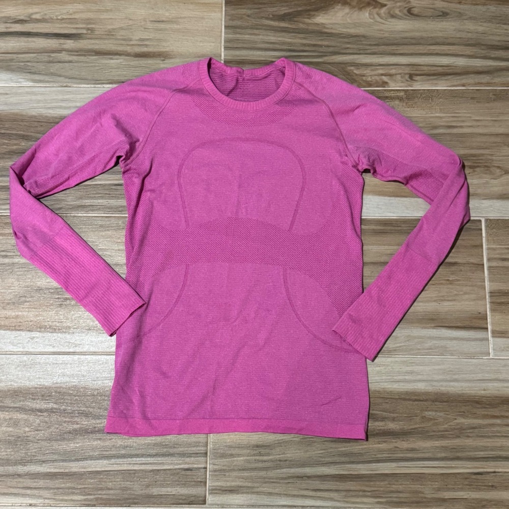 Lululemon Swiftly Tech Long Sleeve Crew Pink Heathered Running Top Size 8